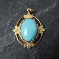 Art Deco Turquoise Charm Pendant Vintage Estate