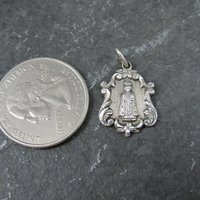 Vintage Catholic Sacred Heart Medal Pendant Charm Creed Sterling