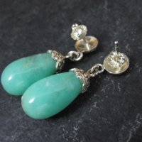 Sterling Silver Aventurine Drop Earrings