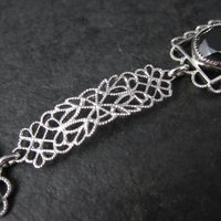 Filigree Hematite Bracelet 14K White Gold Filled 7.5 Inches