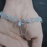Filigree Hematite Bracelet 14K White Gold Filled 7.5 Inches