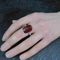 Red Beryl Ring Size 9 Sterling Silver