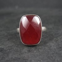 Red Beryl Ring Size 9 Sterling Silver