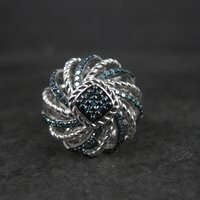 Estate Blue Diamond Ring Size 6 Sterling Silver .25 Ctw