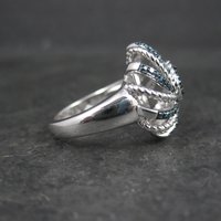 Estate Blue Diamond Ring Size 6 Sterling Silver .25 Ctw