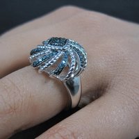 Estate Blue Diamond Ring Size 6 Sterling Silver .25 Ctw
