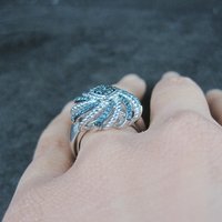 Estate Blue Diamond Ring Size 6 Sterling Silver .25 Ctw