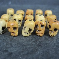 Lot of 5 Vintage Bone Rosary Skull Beads