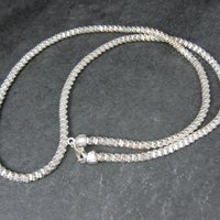 Italian Sterling Silver Diamond Cut Chain Necklace 5mm wide, 28 Inches long