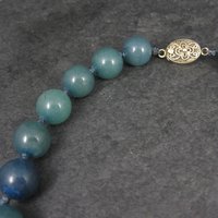 Vintage 12mm Blue Green Jadeite Jade Necklace Chinese Import 16 Inches