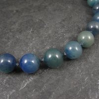 Vintage 12mm Blue Green Jadeite Jade Necklace Chinese Import 16 Inches