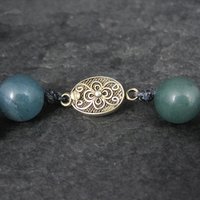 Vintage 12mm Blue Green Jadeite Jade Necklace Chinese Import 16 Inches