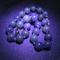 Vintage 12mm Blue Green Jadeite Jade Necklace Chinese Import 16 Inches
