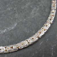 4mm Italian Flat Byzantine Chain Necklace 24 Inches Sterling Silver