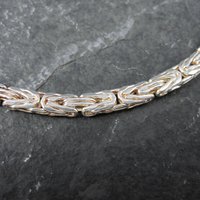 4mm Italian Flat Byzantine Chain Necklace 24 Inches Sterling Silver