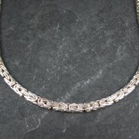 4mm Italian Flat Byzantine Chain Necklace 24 Inches Sterling Silver