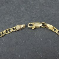 Italian Vermeil Sterling Flat Mariner Chain Bracelet 3mm 7.5 Inches
