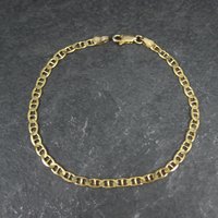 Italian Vermeil Sterling Flat Mariner Chain Bracelet 3mm 7.5 Inches