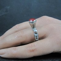 Vintage Carnelian Bird Ring Size 7 Unique Sterling Silver Jewelry