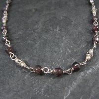 Silpada Sterling Silver Garnet Choker Necklace 16-17.5"