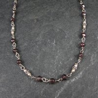 Silpada Sterling Silver Garnet Choker Necklace 16-17.5"