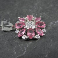 Sterling Silver Pink Flower Pendant