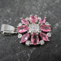 Sterling Silver Pink Flower Pendant