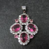 Estate Sterling Silver Pink Cz Pendant