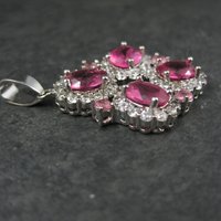 Estate Sterling Silver Pink Cz Pendant