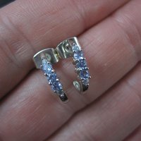 Dainty 10K White Gold Tanzanite Earrings