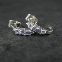 Dainty 10K White Gold Tanzanite Earrings