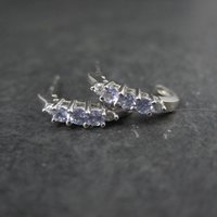 Dainty 10K White Gold Tanzanite Earrings