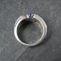 Vintage Ruby and Sapphire Ring Size 7 Sterling Silver and 18K Yellow Gold Estate Jewelry