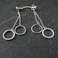 Long Sterling Silver Circle Earrings