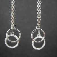 Long Sterling Silver Circle Earrings