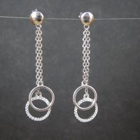 Long Sterling Silver Circle Earrings