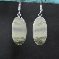 Simple Green Jasper Earrings Sterling Silver