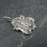 Vintage Catholic Sacred Heart Medal Pendant Charm Creed Sterling