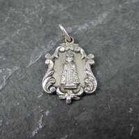 Vintage Catholic Sacred Heart Medal Pendant Charm Creed Sterling
