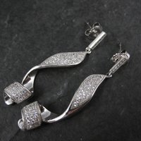 Long Sterling Silver Cz Cocktail Earrings 1.75"
