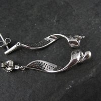 Long Sterling Silver Cz Cocktail Earrings 1.75"