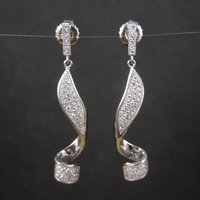 Long Sterling Silver Cz Cocktail Earrings 1.75"