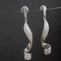 Long Sterling Silver Cz Cocktail Earrings 1.75"