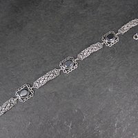 Filigree Hematite Bracelet 14K White Gold Filled 7.5 Inches