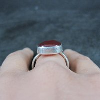 Red Beryl Ring Size 9 Sterling Silver