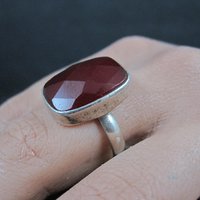 Red Beryl Ring Size 9 Sterling Silver