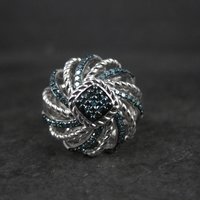 Estate Blue Diamond Ring Size 6 Sterling Silver .25 Ctw