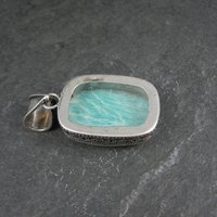 Ornate Amazonite Pendant Sterling Silver Balinese Estate Necklace