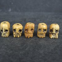 Lot of 5 Vintage Bone Rosary Skull Beads