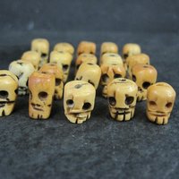 Lot of 5 Vintage Bone Rosary Skull Beads